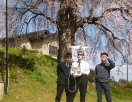 市内桜動画の撮影の様子